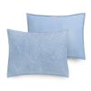 Queen Size Cotton 3-Piece Quilt Set in Blue with Quilted Damask Pattern