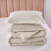 Queen Size Beige 3 Piece Microfiber Reversible Comforter Set