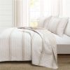 Twin/Twin XL Beige Off-White Cream Stripe 2-Piece Reversible Cotton Quilt Set