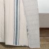 California King Blue Off-White Cream Stripe 3 Piece Reversible Cotton Quilt Set