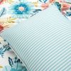 Full/Queen Lightweight Floral Teal Blue Pink White 3-Piece Polyester Quilt Set