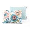 Full/Queen Lightweight Floral Teal Blue Pink White 3-Piece Polyester Quilt Set