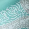 Full / Queen Teal Turquoise Aqua Blue and White Damask Comforter Set