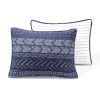 Full/Queen Scandinavian Chevron Navy Blue White Reversible Cotton Quilt Set