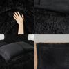 Full/Queen Black Soft Sherpa Faux Fur 3-Piece Comforter Set with Pillow Shams