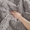 Full/Queen size Grey Reversible Soft Sherpa Faux Fur 3-Piece Comforter Set