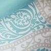 Full / Queen size 5-Piece Damask Comforter Set in Light Blue White and Grey