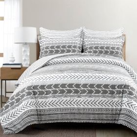 Full/Queen Scandinavian Chevron 5 Piece Black White Lightweight Comforter Set