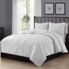 Full/Queen 3-Piece White Polyester Microfiber Diamond Quilted Quilt Set