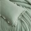 Full Size Sage Green Microfiber 3-Piece Comforter Set with Ruffled Edge Trim