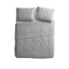 King Coastal Beach Embossed Starfish Seashell Seahorse Grey 3-Piece Quilt Set