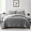 Queen Plush Microfiber Reversible Comforter Set in Grey