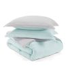 Full/Queen size 3-Piece Microfiber Reversible Comforter Set Aqua Blue and Grey