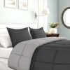 Twin/Twin XL Traditional Microfiber Reversible 3 Piece Comforter Set in Grey