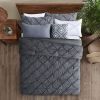 Twin Size All Season Pleated Hypoallergenic Microfiber Reversible 2 Piece Comforter Set in Gray