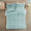 King/CAL King Soft Sherpa Faux Fur 3-Piece Comforter Set in Light Teal Blue