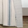 King size Blue Off-White Cream Stripe 3 Piece Reversible Cotton Quilt Set