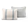 King size Blue Off-White Cream Stripe 3 Piece Reversible Cotton Quilt Set