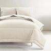 King/Cal King Soft Lightweight Reversible Quilted Comforter Set in White/Beige