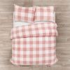 King Size Plaid Soft Faux Fur Comforter Set Pink Blush