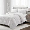 King Size Crinkled Textured 3 Piece Comforter Set White