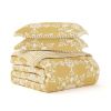 King Size 3 Piece Yellow Reversible Daisy Medallion Stripped Comforter Set