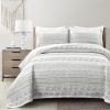 King size Scandinavian Chevron Grey White Reversible Cotton Quilt Set