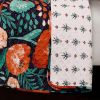 King size Boho Floral Red Poppy Navy Teal Lightweight 3 Piece Cotton Quilt Set