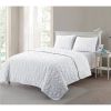 King size Coastal Beach Seashells Starfish Sea Horse White 3-Piece Quilt Set