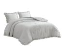 Full Size Grey Stone Washed Ruffled Edge Microfiber Comforter Set