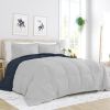 Full/Queen 3-Piece Microfiber Reversible Comforter Set in Navy Blue and Grey