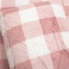 Twin Size Plaid Soft Faux Fur Comforter Set in Pink Blush