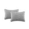 Queen Coastal Beach Embossed Starfish Seashell Seahorse Grey 3-Piece Quilt Set