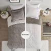 Twin/Twin XL size Grey Reversible Soft Sherpa Faux Fur 2-Piece Comforter Set