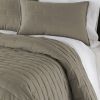 Twin/Twin XL Modern Brick Stitch Microfiber Reversible 2 Piece Comforter Set in Taupe