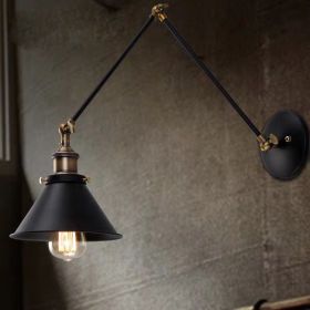 Payne Matte Black & Antique Brass 1-Light Wall Sconce with Metal Cone Shade