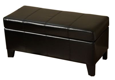 Warehouse of Tiffany Ariel Black Faux Leather Storage Bench