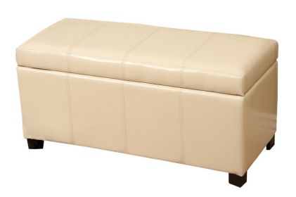 Warehouse of Tiffany Ariel Ivory Faux Leather Storage Bench