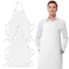 2 Pack White Aprons for Adults Commercial Chef Apron Kitchen Aprons for Men and Women without Pockets Sublimation Aprons Plain Bib Artist Aprons Set