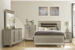 Glamorous Champagne Finish 1pc Chest of 4 Drawers Acrylic Feet Luxury Bedroom Furniture Beveled Mirror Trim