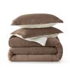 King Plush Microfiber Reversible Comforter Set in Chocolate