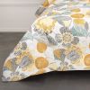 3 Piece Reversible Yellow Grey Floral Cotton Quilt Set in King Size