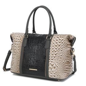 MKF Collection Raven Faux Crocodile-Embossed Vegan Leather Women's Duffle Bag by Mia K (Color: Grey)