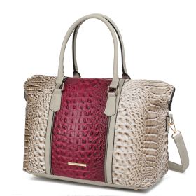 MKF Collection Raven Faux Crocodile-Embossed Vegan Leather Women's Duffle Bag by Mia K (Color: Lt Grey)