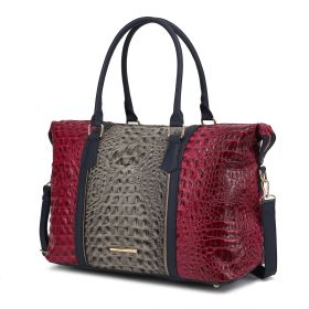 MKF Collection Raven Faux Crocodile-Embossed Vegan Leather Women's Duffle Bag by Mia K (Color: Fuschia)